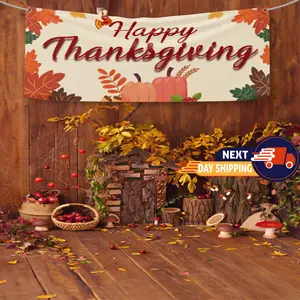 Happy Thanksgiving Banner, Give Thanks Banner, Autumn Colors Thanksgiving Backdrop, Indoor Party Sign for Home, Happy Thanksgiving Decor, Holiday Party, Backdrop Decorations, Thanksgiving Background, Indoor Banner, Party Sign