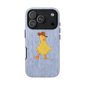 Cowboy Duck iPhone Case, Cute Western Duck Phone Cover For iPhone 17 16 15 14 13 Dual Layer Samsung Galaxy S26 25 S24 S23 S22
