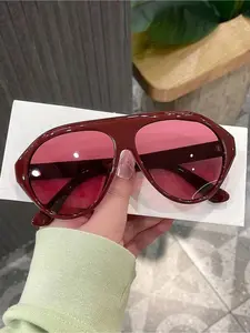 Women's Plastic Jelly Color Aviator Frame, All-Season Street Style, Fashion Futuristic Hot Girl Look, Suitable for Outdoor Casual Activities, Versatile Use, Futuristic Appeal, Aviator Design