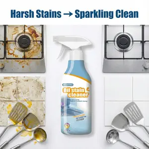 Powerful Kitchen Grease Remover, 500ml Multi-Surface Cleaning Spray, For Range Hoods Floors Pots Pans, No-Rinse Formula, 1 Bottle 1 Sprayer, Ideal For Home And Renters