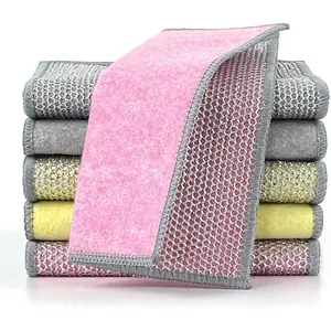 6 Pcs New UpgradeDouble Sided Silver Wire Coconut Shell Cleaning Cloths,Steel Wire Dishwashing Rag,Reuseable Cleaning Cloths,Kitchen Cleaning Cloth