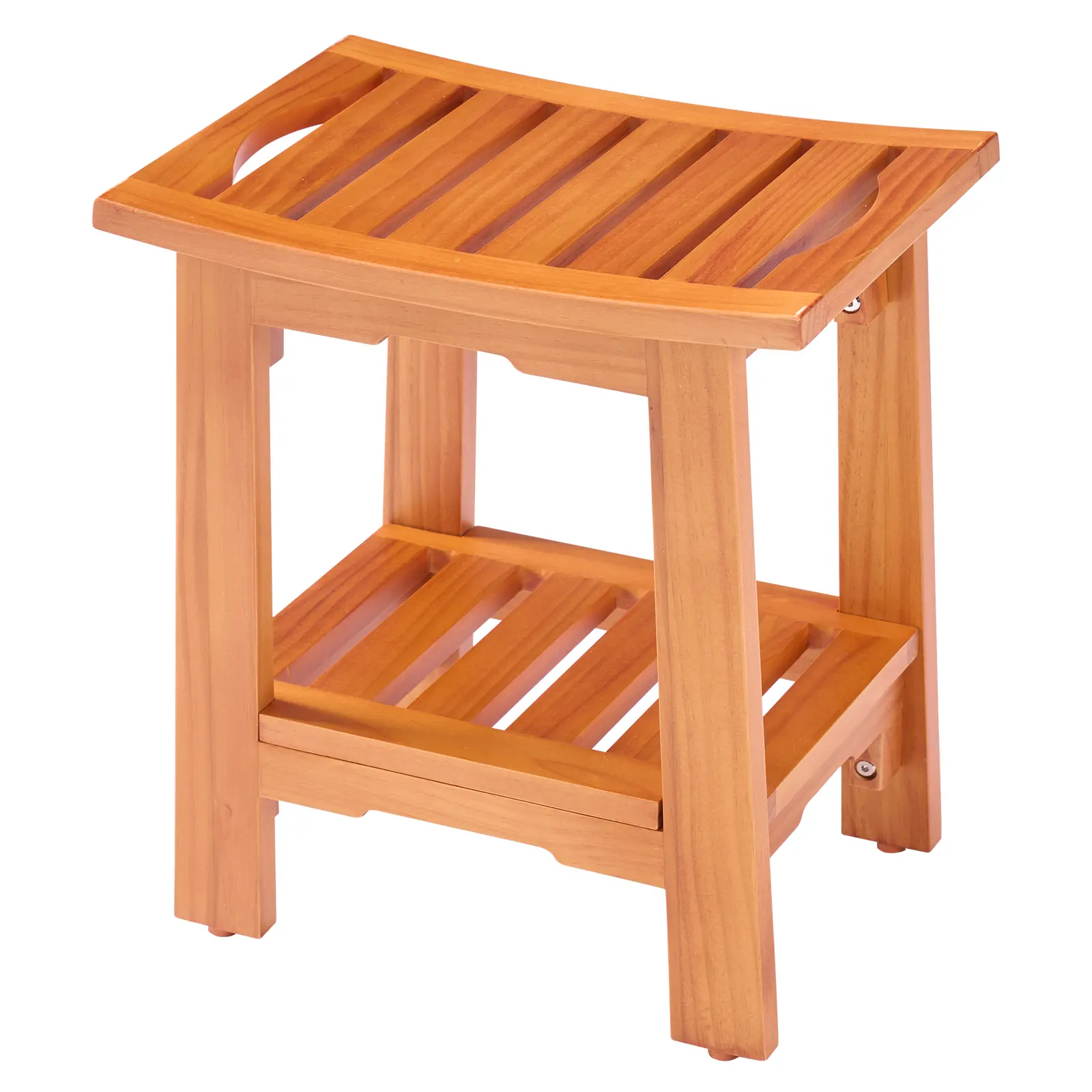 Wooden Shower Stool for Inside Bathroom – 14 or 18 Inch Solid Wood Bath Stool, 250lb Capacity, Anti-Slip Foot Stool for Bathing, Changing, Vanity – Compact & Space Saving