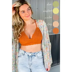 Yours Truly- {Olive, Mustard, Mocha, Clay, & Rust Orange} Lace Bralette w/ Smocking