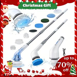 Electric Spin Scrubber 2025 Upgraded 2 Speed Modes IPX7 Waterproof,Cordless Elecreic Scrubber with 7 Brush Heads USB-C Fast Charging Long Handle Spin Brush Cleaner,Gifs,TikTokshopblackfriday
