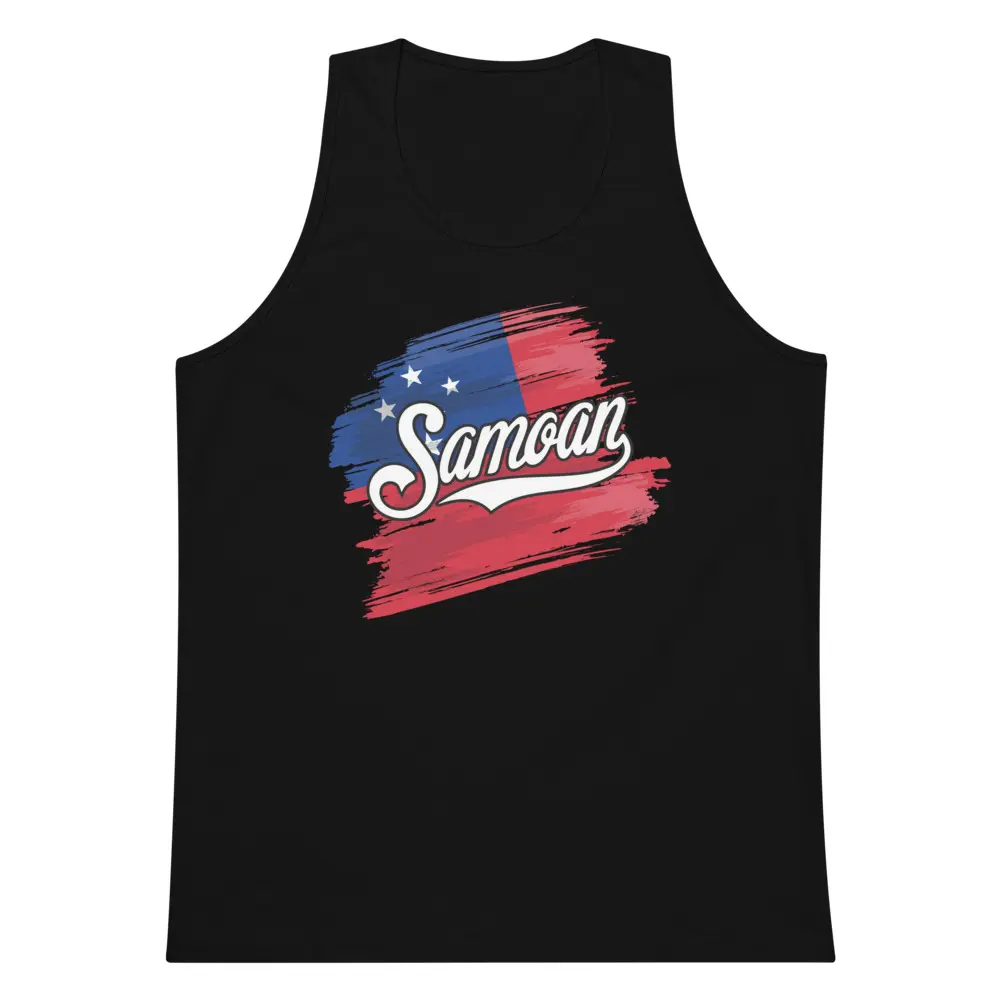 Samoan Paint Brush Flag Men’s Premium Tank Top Cotton  Sleeveless Soft Athletic Smooth Workout Comfort Women Lightweight