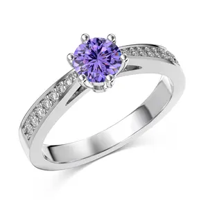 Sterling 925 Silver Ring 8MM Stone - Elegant Design for Everyday Wear - Purple