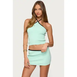 Aureley Contrast Knit Halter Top