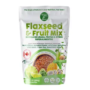 Ground Flaxseed & Fruit Mix, Spearmint & Lime Flavor, Ground Flax Seeds, High in Natural Fiber & Omega-3, Digestive Support - Linaza Natural.