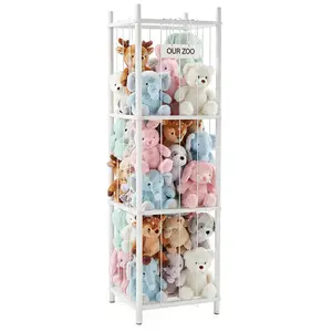 54 Inch Wooden Plushies Display Shelf - Corner Storage Stand for Stuffed Animals, Space Save Toy Holder for Bedroom and Playroom