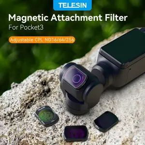 【TikTokShopStockUp】TELESIN Magnetic ND & CPL Filter Kit for DJI Pocket 3 – 4-Xtra Pack:ND16/64/256 + CPL & CPL + ND16 + Black Diffusion 1/4 – HD Glass,Perfect Fit for Creator Combo，Gimbal Safe, Ideal for Vlog & Action