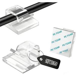 50PCS Transparent Adhesive Cable Clips Electrical Cord Management Cord Organizer for Wall Cars Offices and Homes