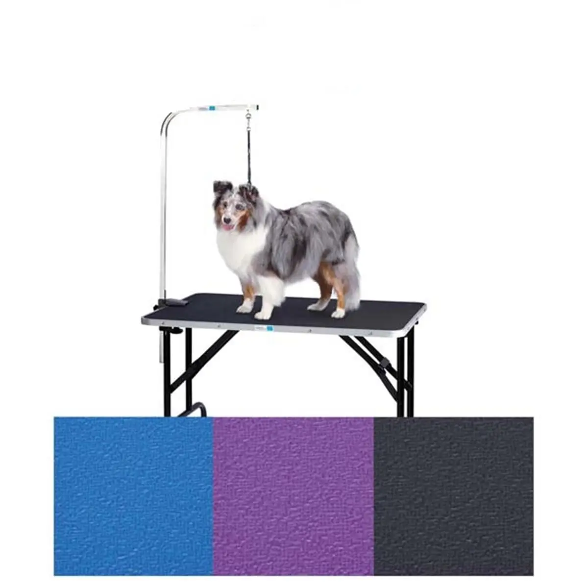 212 MAIN Commercial Foldable Waterproof Grooming Table - Clean PVC Cover Top, Sturdy and Stable Goal-Post Style Legs, Non-Slip Rubber Arm, Easy Cleaning, 42x24x30in, Easy Transport (Black)