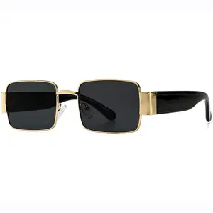 Retro Rectangle Gold Frame Sunglasses for Men Women Trendy 90's Fashion Square Shades Unisex Vintage Sunglasses