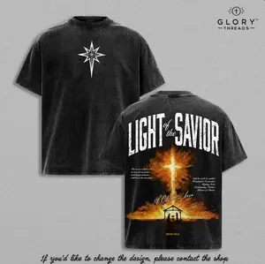 Light of the Savior Christian Shirt, Isaiah 9:6 Bible Verse Tee, Cross Nativity Scene Washed Vintage T-Shirt, Faith Graphic Tee, Christmas Gift