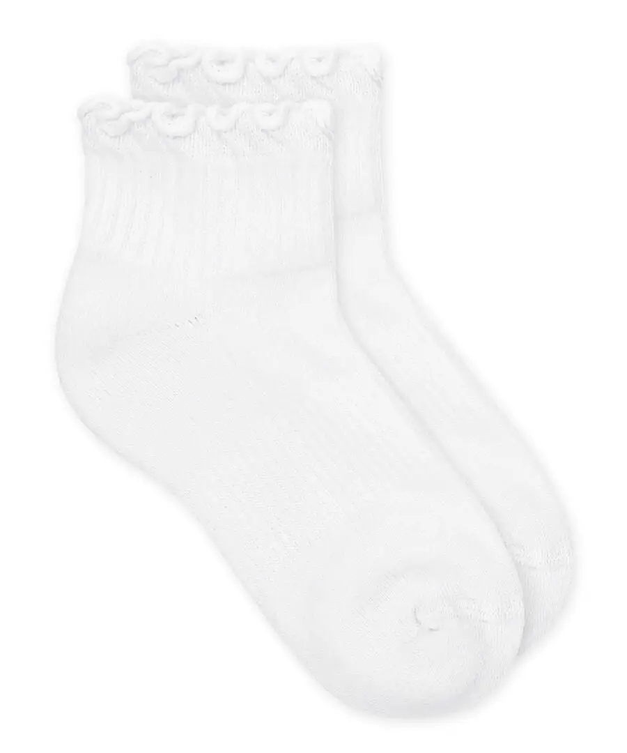 Smooth Toe Ruffle Ripple Edge Sport Quarter Socks