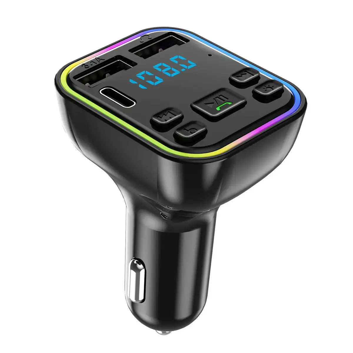 FM Transmitter Bluetooth Car Adapter, Wireless Audio Receiver with 2 USB Charging, Hands-Free Calling, LED Display MP3 Player, Supports U Disk & TF Card, Car Essentials & Road Trip Accessories