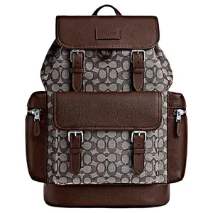 COACH Sprint 29 Drawstring and Snap Closure Leather Backpack for Men, Large Size, Brown Multicolor