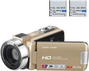 Video Camera Camcorder Digital Camera Recorder  1080P 30FPS 30MP 3.0 Inch 270  Rotation LCD 18X Digital Zoom with 16GB Card and 2