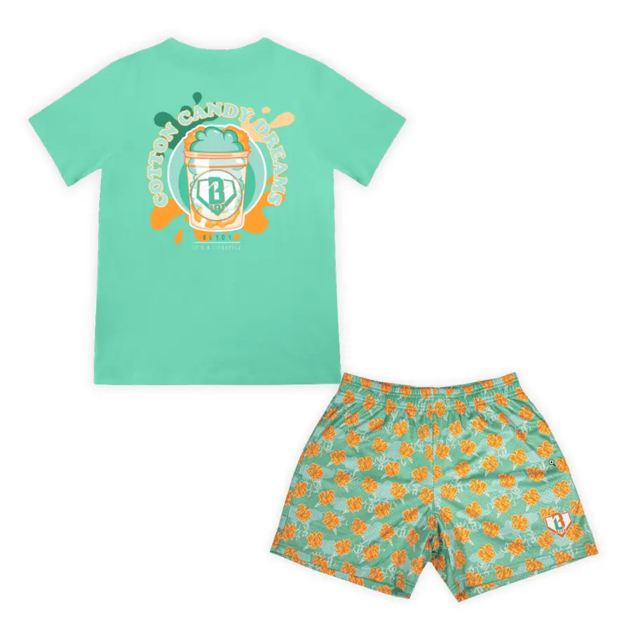 Baseball Lifestyle 101 Sweet Spot Set – BL101 Cotton Candy Collection, Youth & Adult Tee & Mesh Shorts