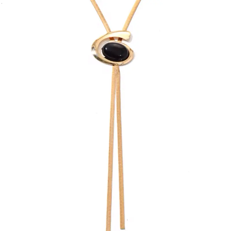Female Stainless Steel Tie-Style Necklace, Alloy Choker with Necklace Chain and Pendant