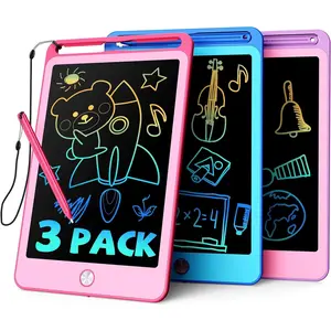 3 Pack LCD Writing Tablet for Kids, 8.5 Inch Blue+Pink+Purple Doodle Board Drawing Board Reusable Drawing Tablet with Lanyard, Educational Kids