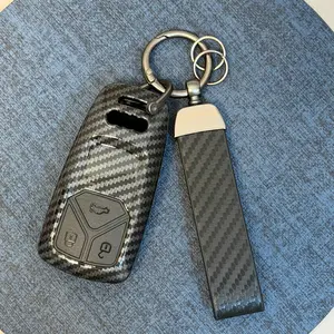 Abs Carbon Fiber Car Key Cover with Keychain Car Key Holder For Audi A4 A4L A5 Q5 Q7 TT TTS 8S B9 A6 8W 4M S4 S5 S7 TFSI RS ,Birthday Gift