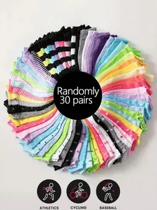 30 Pairs of Random Candy Colored Socks Set, Summer Women's Comfortable Invisible Boat Socks, Fun & Vibrant Colors, Perfect for Casual & Everyday Wear