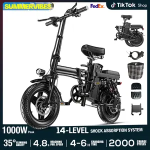 Summervibes Black Technology Electric Folding Bicycle 500W Motor 48V 15Ah Battery 14-Level Shock Absorption 80Km Range Dual Disc Brakes UL2849 Certified Hardcore Cycling bikes tiktokshopspringglowup