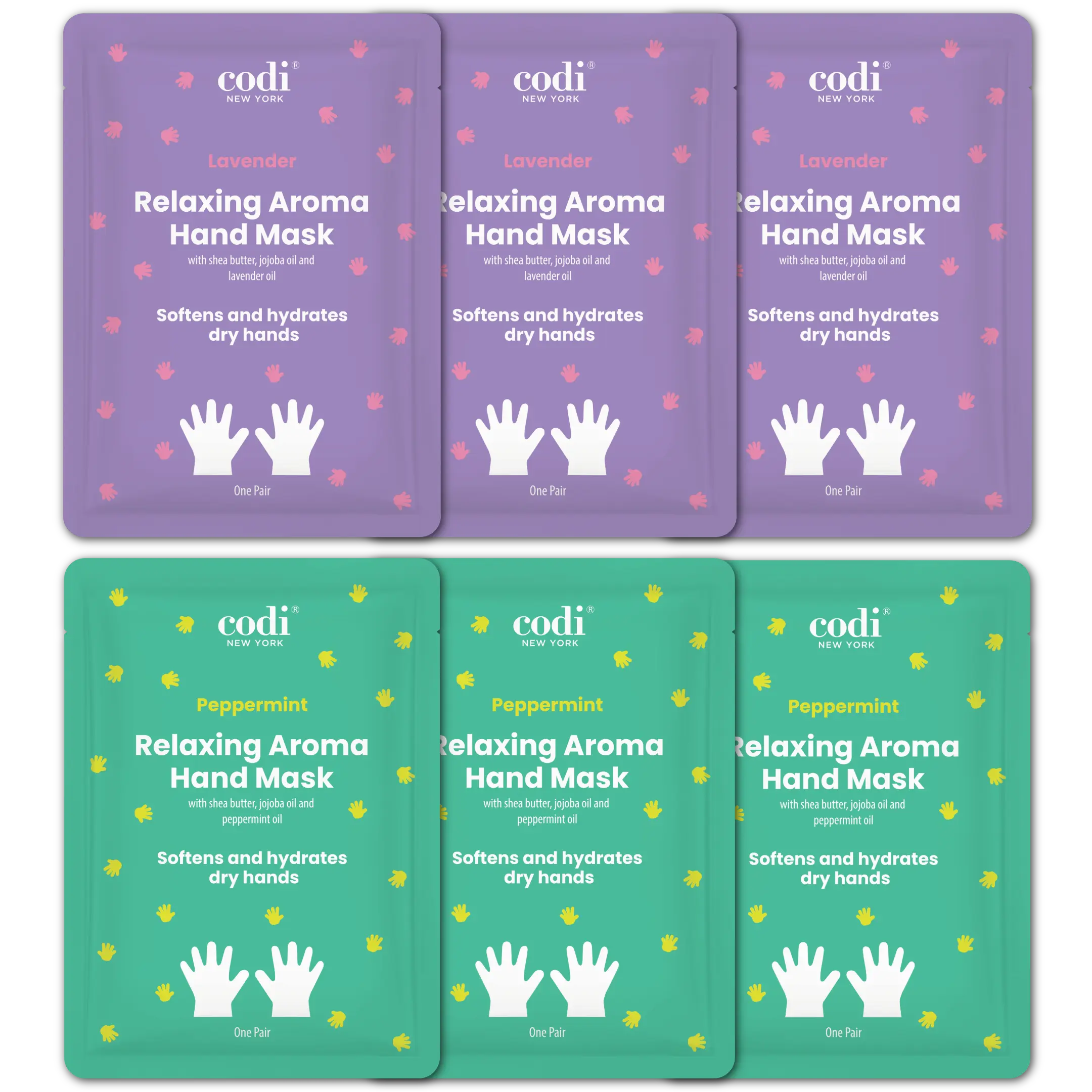 Hand Moisturizing Mask Gloves (6 Pairs, Lavender + Peppermint) - K-Beauty Hydrating Treatment for Dry & Rough Hands