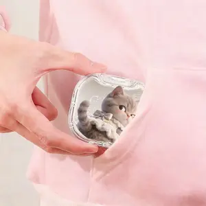 White Bow Kitten Printed Braces Box, High-Value Transparent Denture Box, Student Portable Orthodontic Retainer Storage Case, Waterproof Scratch-Resistant Dental Appliance Storage Container