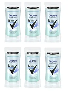 Degree UltraClear Black + White Pure Clean, Antiperspirant Deodorant Stick, 2.6 Oz, Pack of 6