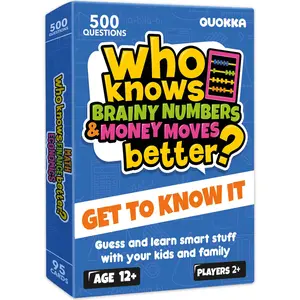 QUOKKA Card Games "Who Knows Math Finance Economics Better?" for Kids and Family Educational Quiz with 500+ Questions