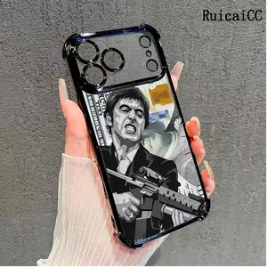 Compatible Phone Case iPhone 17 Pro Max 16 15 Plus Air 14 13 12 11 E Creative Scar Face Painted Pattern Transparent Full Coverage Four Corners Anti-drop Casing