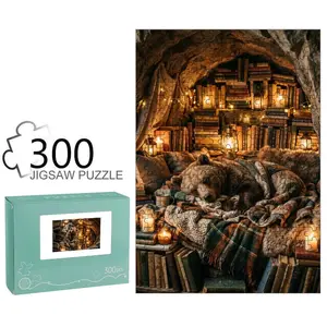 1000 - Piece Cozy Bear Hibernation Cave Jigsaw Puzzle - Premium Cardboard, Warm Tones, Vintage Rustic Design for Winter Family Game Night & Home Decor
