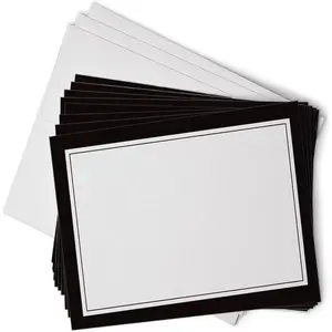 40 Blank Border Flat Non Folding Note Cards with Envelopes for Business Professional & Formal Events Black