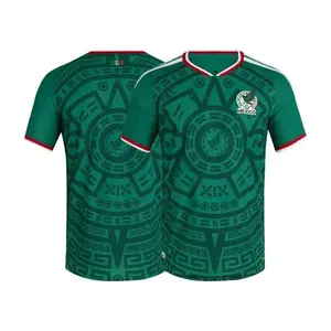 Mexico Aztec Pattern Soccer Jersey Retro Green V Neck Football Shirt Breathable Lightweight Fan Edition Streetwear Sport Top Gift For Soccer Lovers Game Day Outfit Trending 2026