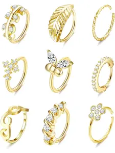 9Pcs Nose Ring Hoop for Women Men 20G Stainless Steel Nose Hoop 8mm Thin Nose Ring Small Cartilage Hoop Nose Piercing Jewelry