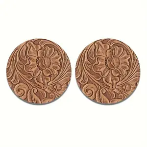 Floral Pattern Car Coaster, Waterproof Car Round Cup Mat, Universal Car Cup Pad, Car Interior Decoration Accessories, Car Accessory