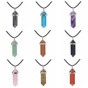 Crystal Point Chakra Healing Gemstone Pendant Necklace Stone