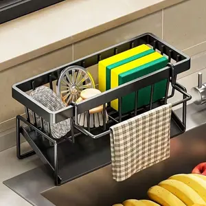 1pcs Effective Draining Kitchen Sponge Shelf, Soap Holder, Stainless Steel Material Is More Sturdy, Slope Design Is Free From Water Accumulation, Towel Independent Rack Effective Anti-Mold, Kitchen Storage