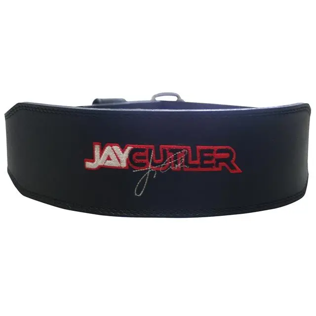 Schiek Sports Jay Cutler Signature Leather Lifting Belt, 4" Tapered Design with Custom Logo, Designed by 4-Time Mr. Olympia, XL (40"-45" Waist), Custom Logo Embroidered, Designed And Worn By 4-Time Mr. Olympia