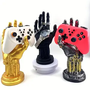 Sci-Fi Cyberpunk Mechanical Arm Statue, Futuristic Game Controller Holder, Headset Stand, Desktop Ornament, Perfect Gift for Gamers