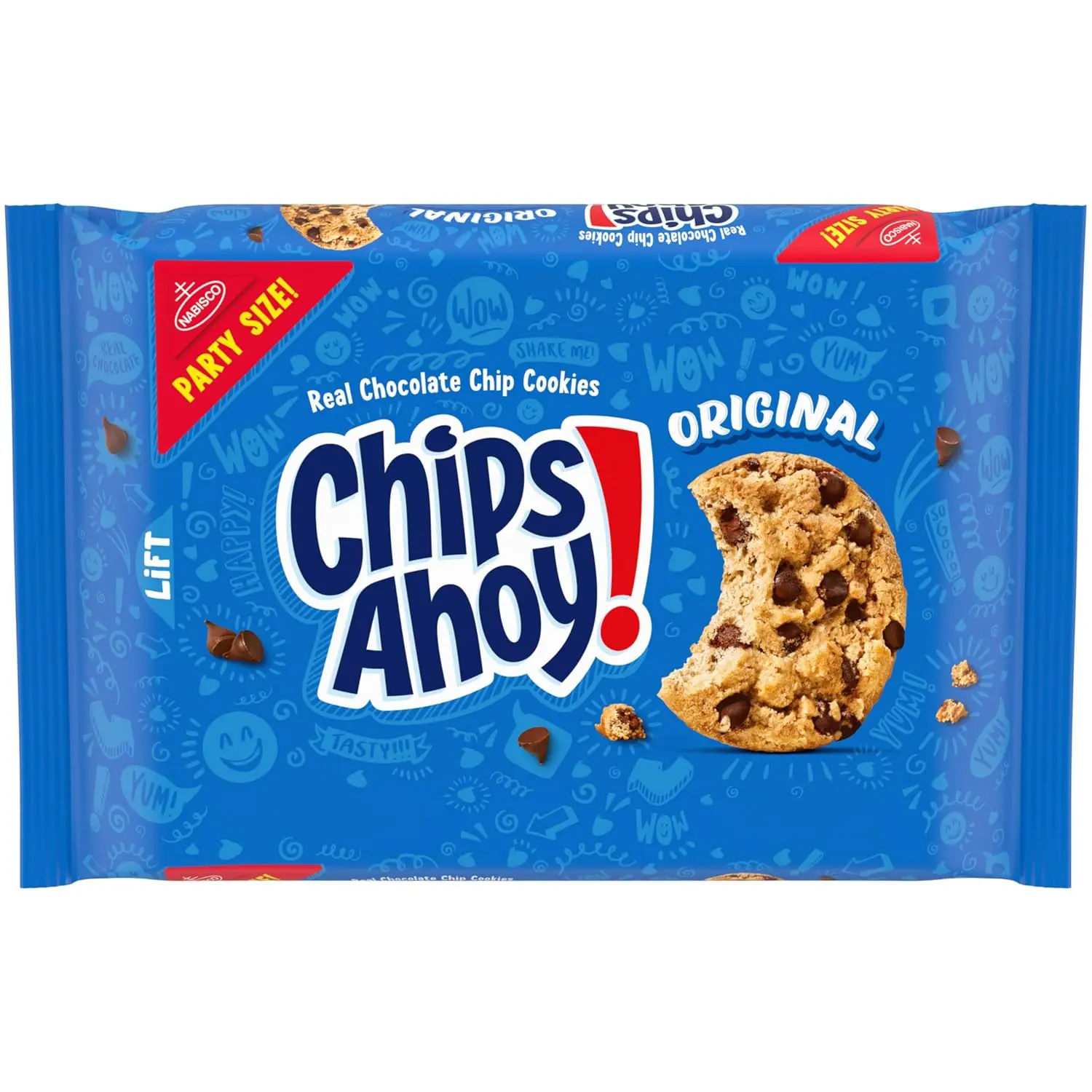 NABISCO CHIPS AHOY! CHIPS AHOY! Original Chocolate Chip Cookies, Party Size, 25.3 oz | Certified Kosher, Real Chocolate Chip Cookies