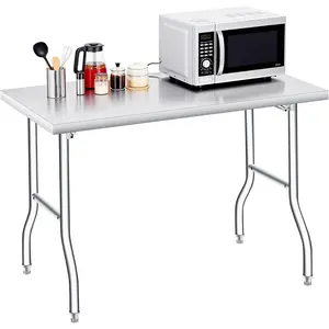 Foldable Stainless Steel Table 48x30/24 Inch, 1-Tier Portable Workstation, Commercial & Utility Table for Kitchen Prep, Catering, Garage, Workshop and Home Use, 600 LB Capacity