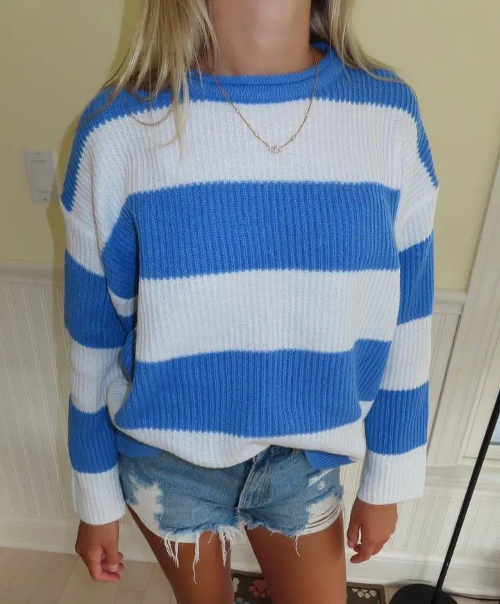 Coastal Breeze Striped Knit Sweater