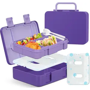 Chill Bento Lunch Box for Kids Adult with Ice Pack Keep Food Cold Fresh 5-Compartment Reusable Leak Proof Lunch Container for Girl Boy School Dishwasher & Freezer Safe