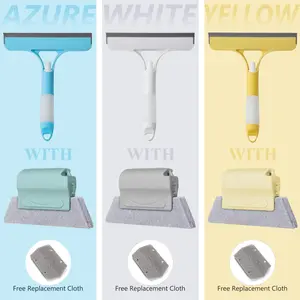 3-in-1 Window Glass Cleaning Scraper Kit - Squeegee, Scrubber, Spray Bottle, Silicone Microfiber Brush Cloth, Compact Lightweight Home Care Supply for Windshields, Mirrors, Kitchen; Car Wash Kit, Car Cleaning Supplies with Soap Compatibility