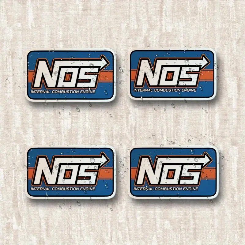 4PCS/SET Commute Performance Decor-Style NOS Blue-Orange Logo Sticker For Bicycles, Car Rearview Mirrors, Commute Bags, Decal for cars, Universal Car Sticker