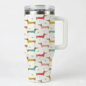 Dog moms NEED this 40oz dachshund tumbler, Hot coffee 12H, iced drinks 24H, cutest travel cup ever! Insulated Travel Drinkware