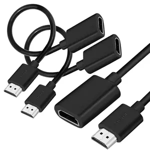 IT 2 Pack 19 Pin Male to Female HDMI Extension Cable Support 4K 1080P HDMI Extender Adapter Converter Compatible for TV Stick DVD HDTV LCD HD TV – (1FT, Black)